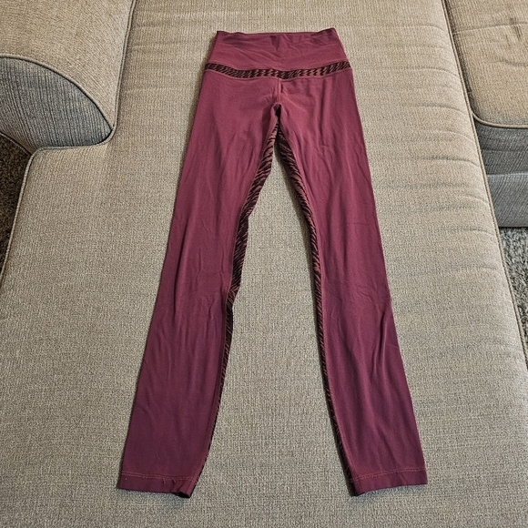lululemon athletica Pants - Lululemon Athletica Dark Pink Black Yoga Gym Athleisure Leggings Size 2